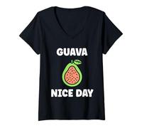 Mujer Funny guavas Cute Fruit Quote Simple Guava Have a Nice Day Camiseta Cuello V