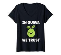 Mujer Funny guavas Cute Fruit Quote Simple in Guava We Trust Camiseta Cuello V