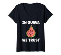 Mujer Funny guavas Cute Fruit Quote Simple in Guava We Trust Camiseta Cuello V