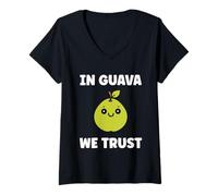 Mujer Funny guavas Cute Fruit Quote Simple in Guava We Trust Camiseta Cuello V
