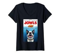 Mujer Funny Halloween Boston Terrier and Skeleton Camiseta Cuello V