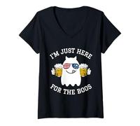 Mujer Funny Halloween Costume Gift I'm Just Here for The Boos Camiseta Cuello V