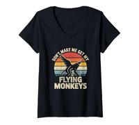 Mujer Funny Halloween Don't Make Me Get My Flying Monkeys Costume Camiseta Cuello V