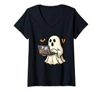 Mujer Funny Halloween Ghost Developer Designer Web Programmer Code Camiseta Cuello V