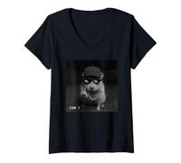 Mujer Funny Hamster Flipping Off Middle Finger On Security Camera Camiseta Cuello V