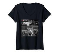 Mujer Funny Hamster Sticks out Tongue On Security Camera Camiseta Cuello V