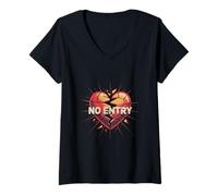 Mujer Funny Heart Memes No Entry To My Heart Está Cerrado Hoy Camiseta Cuello V
