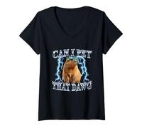 Mujer Funny Heavy Metal Band Can I Pet That Dawg Capybara Lover Camiseta Cuello V