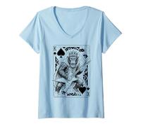 Mujer Funny Heavy Metal Mono Guitarrista Guitarrista King of Spades Camiseta Cuello V