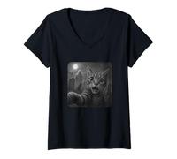 Mujer Funny Hilarious Halloween Cat Selfie Spooky Ghost and Cat Camiseta Cuello V