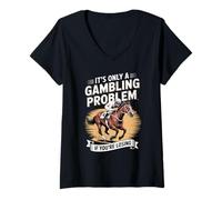 Mujer Funny Horse Racing Gambling Joke for Betting Fans Design Camiseta Cuello V