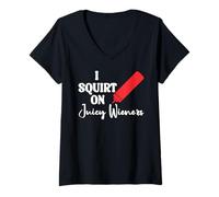 Mujer Funny Hot Dog Juicy Wiener Women I Squirt on Juicy Wieners Camiseta Cuello V