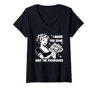Mujer Funny Housewife I Baked You Some Shut The Fucupcakes Retro Camiseta Cuello V
