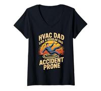 Mujer Funny HVAC Dad Like a Regular Dad Accident Prone Camiseta Cuello V