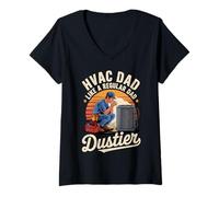 Mujer Funny HVAC Dad Like a Regular Dad but Dustier Camiseta Cuello V