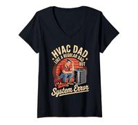 Mujer Funny HVAC Dad Like a Regular Dad but System Error Camiseta Cuello V