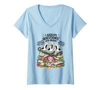 Mujer Funny I Axolotl Preguntas Juego de Palabras Clase Gaviota Grito 4to Grado Camiseta Cuello V