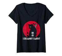 Mujer Funny I do What I Want Cat - Anime japonés Cat Kitten Lover Camiseta Cuello V