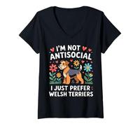 Mujer Funny I Just Prefer Welsh Terriers Dog Lover Retro Vintage Camiseta Cuello V