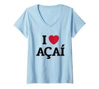 Mujer Funny I Love Açaí Heart Belém Pará Amazonia Brazil Camiseta Cuello V