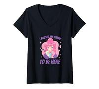 Mujer Funny I Paused My Anime to, Be, Here Otaku Introvert Graphic Camiseta Cuello V