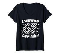 Mujer Funny I Survived 67 Days of School Six Seven Camiseta Cuello V