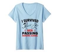 Mujer Funny I Survived Her Passing Nursing School Camiseta Cuello V