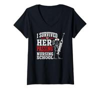 Mujer Funny I Survived Her Passing Nursing School Camiseta Cuello V