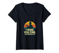 Mujer Funny - I Wire You Fire - Retro Electrician Life Camiseta Cuello V