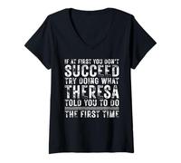 Mujer Funny If At First You Don't Succeed Birthday Theresa Idea Camiseta Cuello V