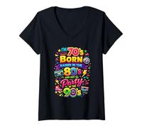 Mujer Funny I'm 70s Born 80s Raised 90s Party Great Era Throwback Camiseta Cuello V