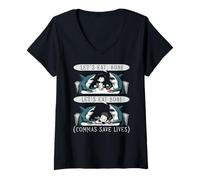 Mujer Funny Inglés Gramática Profesor Lets Eat Bob - Regreso a la escuela Camiseta Cuello V