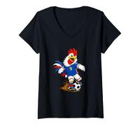 Mujer Funny Inspired Rooster Soccer Player Cartoon Graphic Camiseta Cuello V