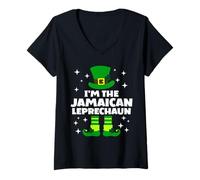Mujer Funny Irish Jamaican Leprechaun St Patricks Day Irlanda Camiseta Cuello V