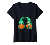 Mujer Funny Irish Leprechaun Cute Shamrock St. Patricks Day GNOME Camiseta Cuello V
