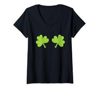 Mujer Funny Irish Shamrock Boobs Boobies St. Patrick Day Camiseta Cuello V