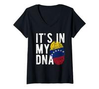 Mujer Funny It's in my DNA Venezuela bandera huella dactilar Camiseta Cuello V