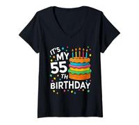 Mujer Funny Its My 55th Birthday Cake Decoraciones 55 Year Old Camiseta Cuello V