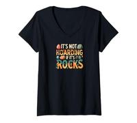 Mujer Funny It's Not Hoarding If It's Rocks Geology Collector Camiseta Cuello V