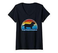 Mujer Funny I've Got Friends in Low Places for Basset Hound Lovers Camiseta Cuello V