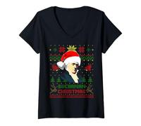 Mujer Funny James Presidente Buchanan Navidad Parodia Holiday Camiseta Cuello V