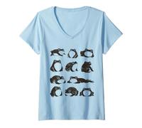 Mujer Funny Japanese Frog Art Grumpy Silly Vintage Graphic Camiseta Cuello V