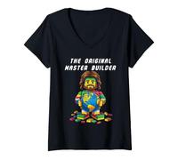 Mujer Funny Jesus Christian Faith The Original Master Builder Camiseta Cuello V