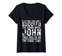Mujer Funny John If At First You Don't Succeed Birthday John Camiseta Cuello V
