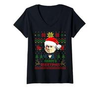 Mujer Funny John Quincy Presidente Adams Navidad Parodia Holiday Camiseta Cuello V