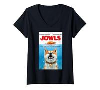 Mujer Funny Jowls Thanksgiving Akita and Turkey Camiseta Cuello V