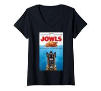 Mujer Funny Jowls Thanksgiving Belgian Malinois and Turkey Camiseta Cuello V