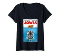 Mujer Funny Jowls Thanksgiving Bulldog and Turkey Camiseta Cuello V