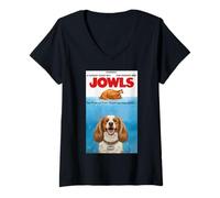 Mujer Funny Jowls Thanksgiving Cocker Spaniel and Turkey Camiseta Cuello V