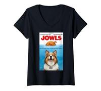 Mujer Funny Jowls Thanksgiving Shetland Sheepdog and Turkey Camiseta Cuello V